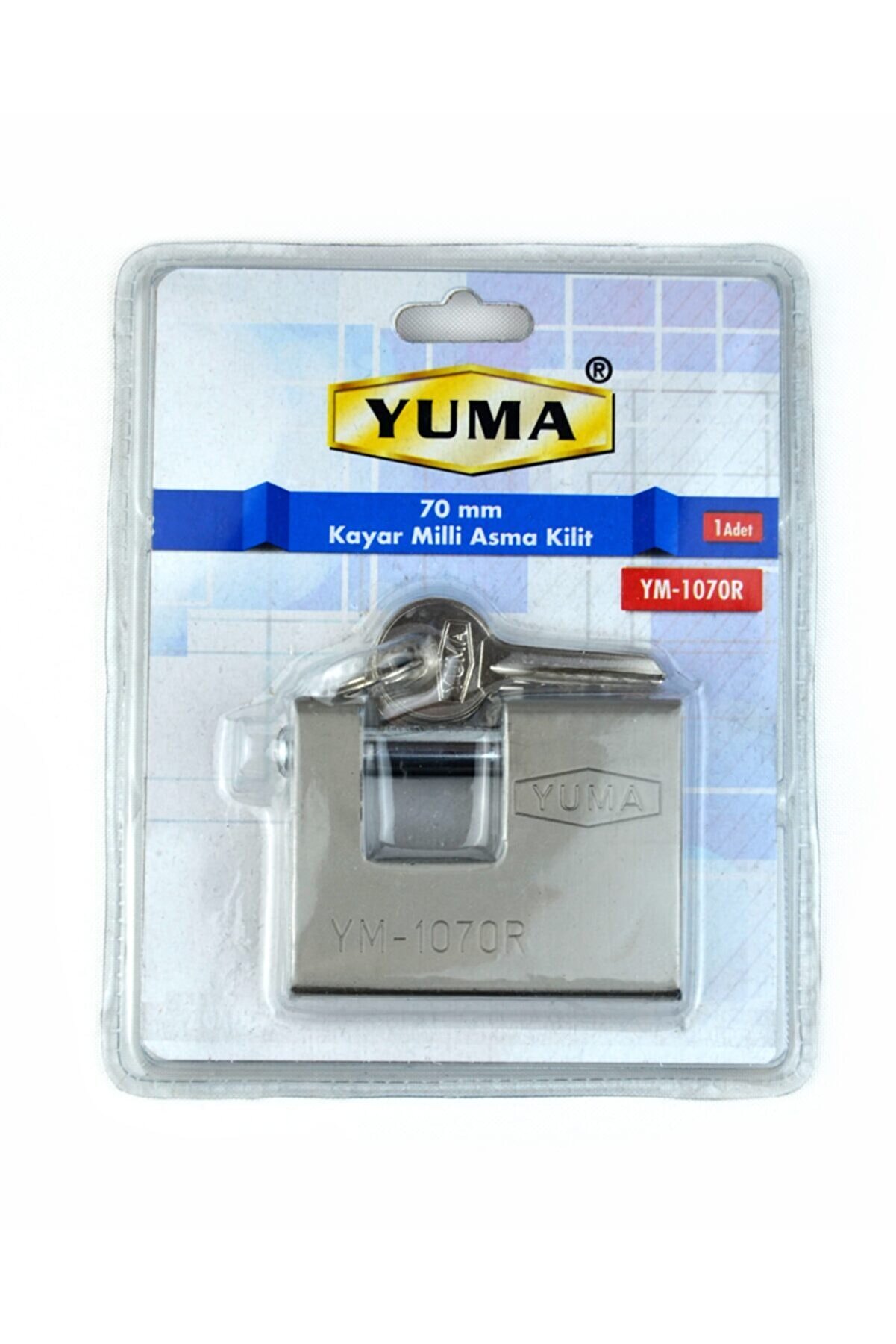 Yuma Asma Kilit Kayar Milli 70 mm - Özel Gümüş Renk Seri